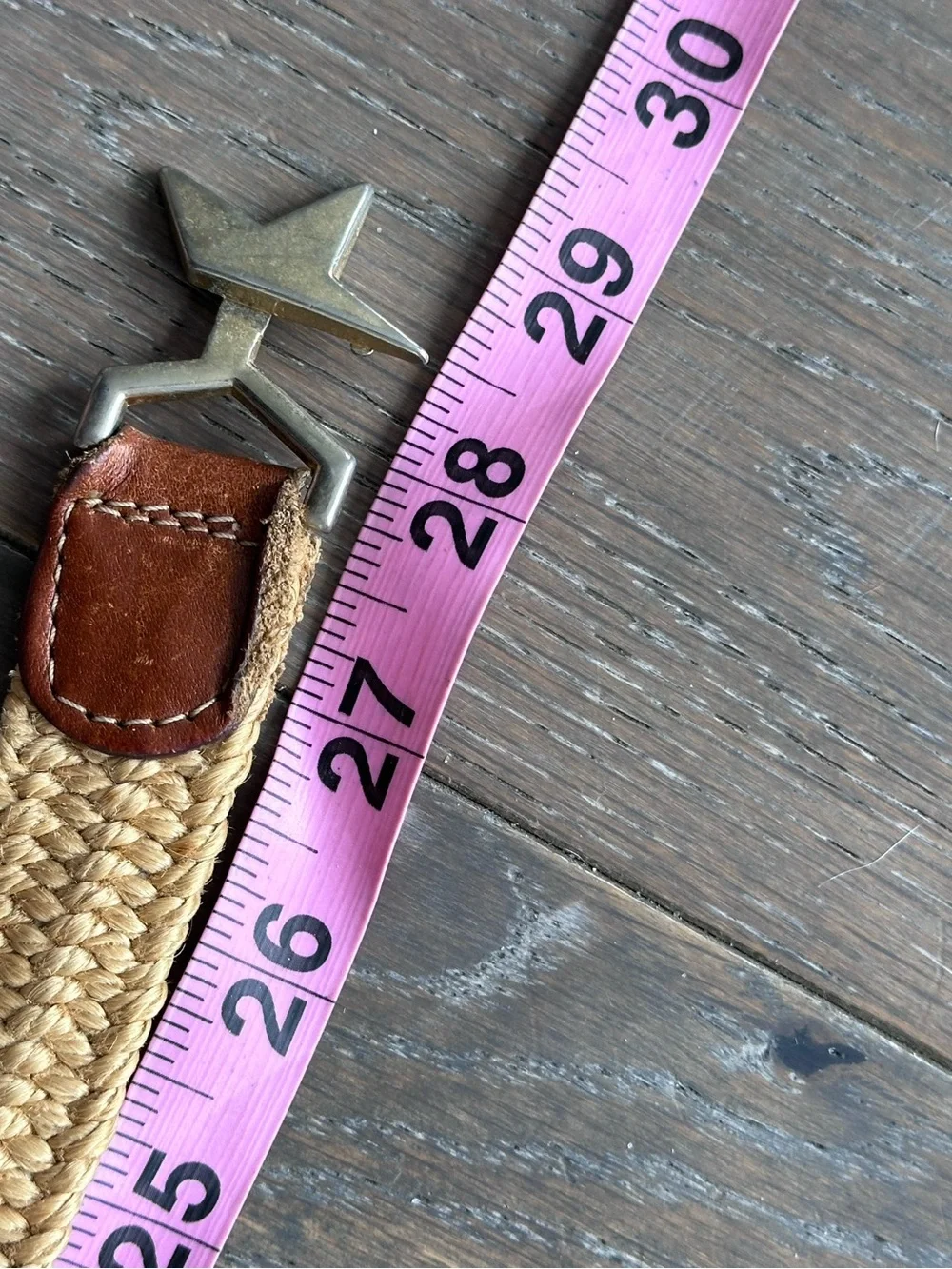 VINTAGE Beige Stretchy Woven Belt STAR BUCKLE - Women's SMALL